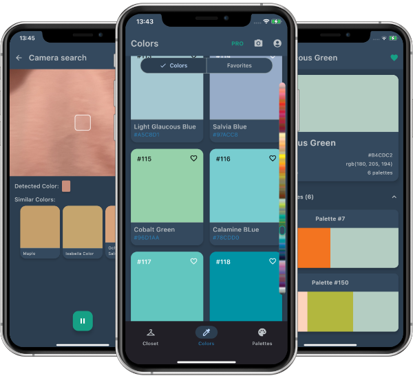 W.S. Colors app — browse colors, camera search, explore palettes